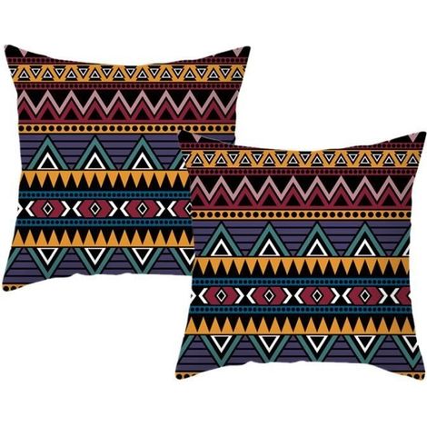 Housses de coussin ethniques imprimées géométriques - Lot de 2 - WIRLSWEAL - 45x45cm - Multicolore