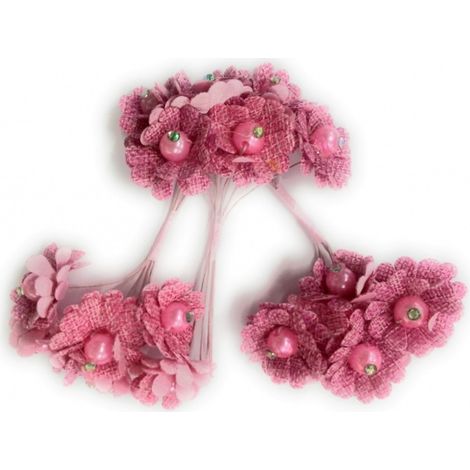 72 Fleurs Rose Artificielle Tissu Boutons De Paillettes Faux Cartons De Place Mariage