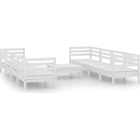 Maison Exclusive - Set Divani da Giardino 9 pz Bianco in Legno Massello di Pino