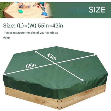 Bâche bac sable hexagonale - Lot 1 - Oxford cordon serrage 140x110x20cm - Protection étanche Aucuneary (1/5)
