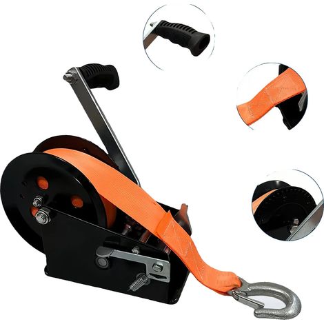 Handwinde, 3500 lbs Zugkraft, doppelte Seitenratsche, Orange (1/2)