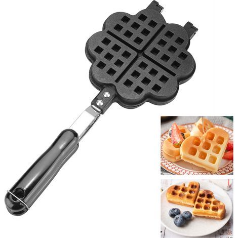 Poêle à Gaufres en Forme de Cœur, Antiadhésif pour Cuisine - Moule à Pression pour Préparation de Gaufres (1/5)