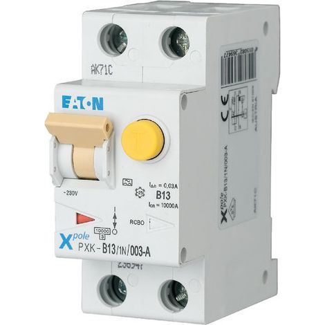 Eaton Combinazione interruttore FI/LS, 13 A, 30 mA, Caratteristica di intervento interruttore LS: C, 1p + N, Caratteristica di intervento interruttore FI: A, 236963