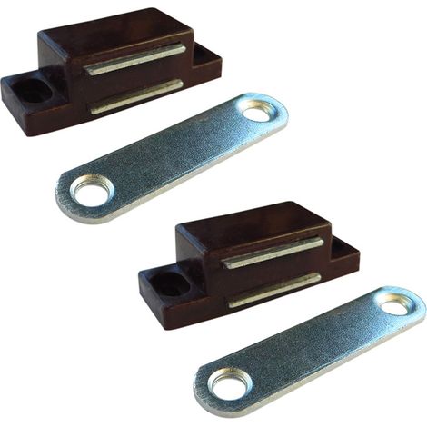 Cierre magnético "IM02" 42x18x13mm fabricado en acero inoxidable y ABS color marrón (2 unidades, incluye tornillería) (1/4)