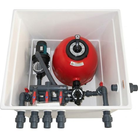 Système de purification d'eau pour piscine enterrée : filtre à sable Star Plus 500 mm avec vanne latérale 1 1/2 pouce et pompe A (1/5)