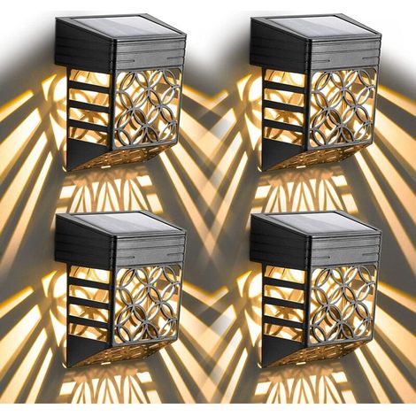 Lampes solaires pour clôtures, Lampes murales solaires 4 packs, Décoration extérieure étanche pour patio, escaliers, mur, sentier et allée (1/5)