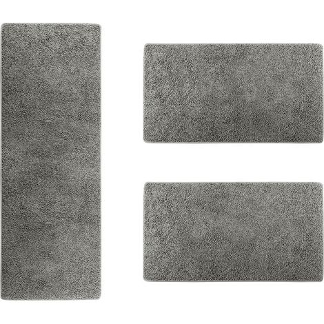 Descente de lit Barcelona Gris 1 tapis 67 x 250 cm + 2 tapis 67 x 140 cm