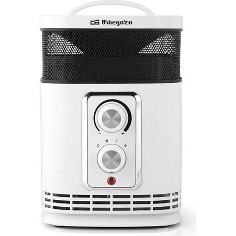 Chauffage céramique 360 avec fonction ventilateur, 1500 W de puissance, 2 niveaux de fonctionnement, 1 litre, 44 décibels, 2 vitesses, Noir/Blanc (1/5)