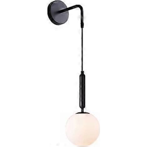 Applique murale moderne avec abat-jour suspendu en verre E27, lampe de chevet minimaliste nordique pour salon, chambre, couloir (noir et bleu)