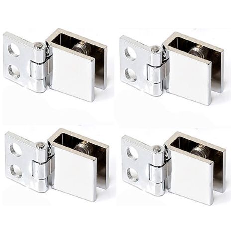 RHG 4 Pièces Charnière Meuble Porte en Verre, Charnière à Pince, Clip de Porte en Verre, Convient pour Vitrine, Ouverture et Fermeture du Verre (1/4)