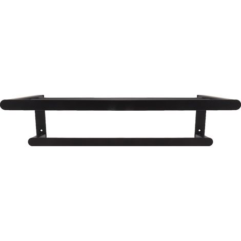 Porte-serviettes mural en aluminium noir, étagère de salle de bain avec support pour serviettes, fixation par perçage (1/5)