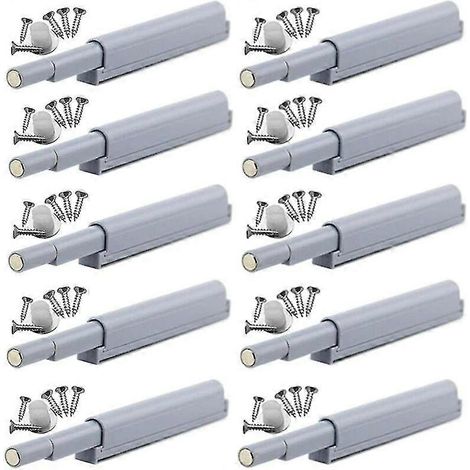 Fermetures magnétiques à ouverture par simple pression, installation facile sans poignées, loquet à ressort réglable pour portes de placards de cuisine et de meubles, lot de 10