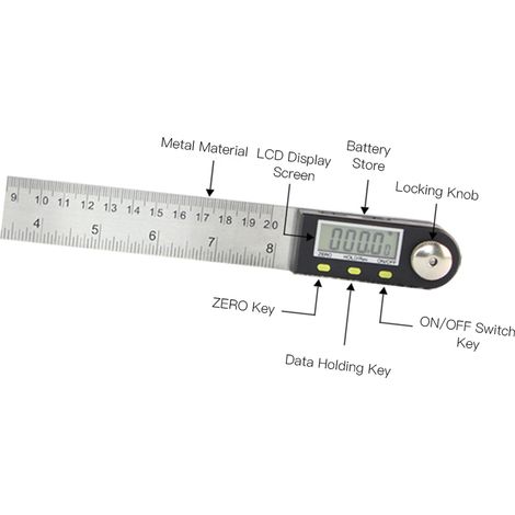 Digitaler Winkelmesser, Winkelmessgerät aus Edelstahl, digitales Winkelmessgerät, elektronisches Winkellineal mit LCD-Bildschirm für die Holzbearbeitung (1/5)