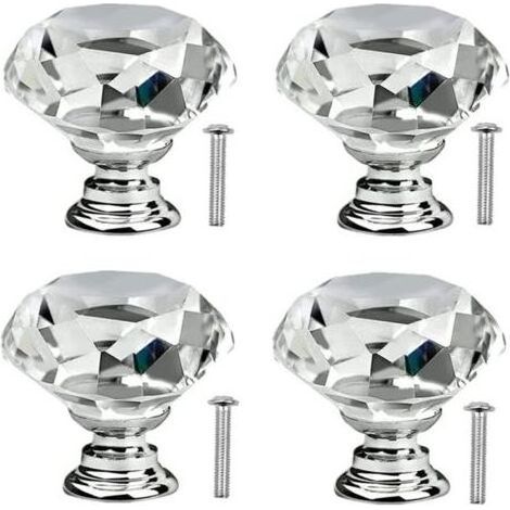 Pcs Poignée Bouton de Porte Placard Meuble Tiroir Diamant de Verre Cristal Boutons de tiroir en cristal avec vis pour commode de cuisinepoignées de porte en verre de cuisine 30mm (1/4)