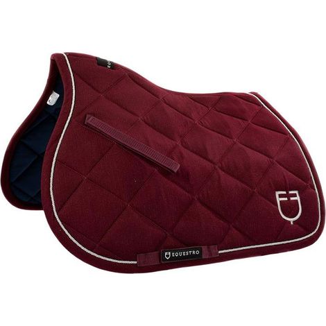 pony, Nero: Sottosella Pony in cotone a quadri grossi con passamaneria a contrasto e logo Equestro