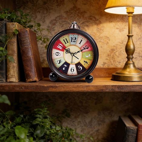 Réveil silencieux rétro avec veilleuse – Horloge de bureau analogique à piles, secondes silencieuses, cadeau vintage, idéale pour la chambre et le salon (1/5)