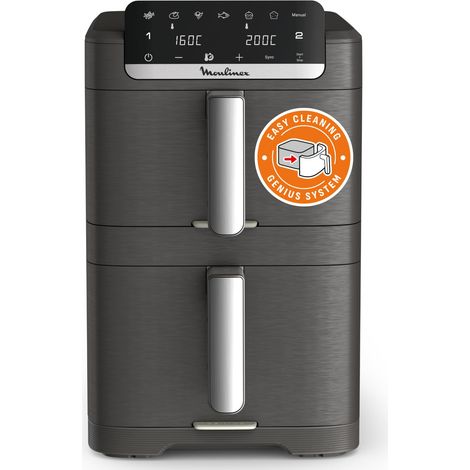 Moulinex Easy Fry Crispy Stack, Friggitrice ad Aria Verticale con Doppia Resistenza, Salvaspazio, Cottura ad Aria Uniforme e Croccante, Frontale Rimovibile, EZ756HF0 (1/5)