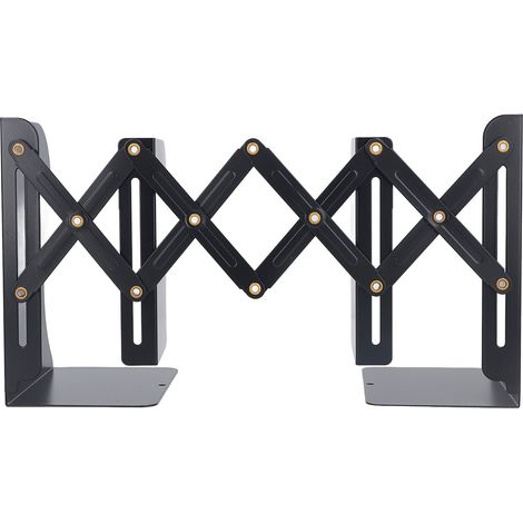 Lot de 2 serre-livres rétractables noirs, design fin et élégant en métal, support pour livres sur bureau, maison, étude ou bureau. (1/5)