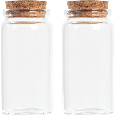 Bottiglie decorative rotonde in vetro con tappi di sughero (2 pezzi / 120 ml)