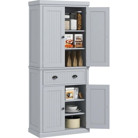 Pour cuisine et intérieur optimisez le rangement meuble buffet armoire 4 portes grand tiroir poignées métal noir gris (1/5)