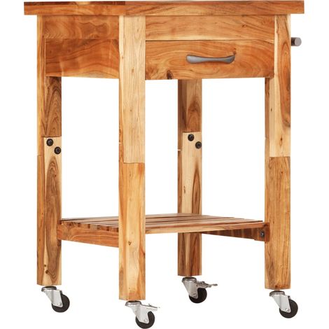 Chariot de cuisine 55x55x89 cm bois massif d'acacia (1/5)