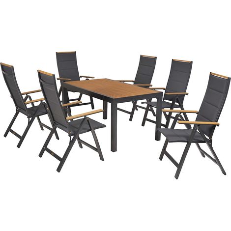 Verona Set 7tlg Alu/Text/Kunst Tisch 150 x 90 cm