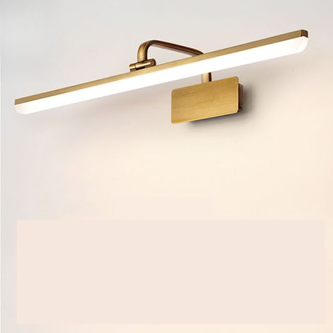 Applique murale LED dorée linéaire pour salle de bain, lampe de maquillage réglable, applique murale moderne au-dessus du miroir, barre d'éclairage blanc chaud pour salle de bain. (1/4)