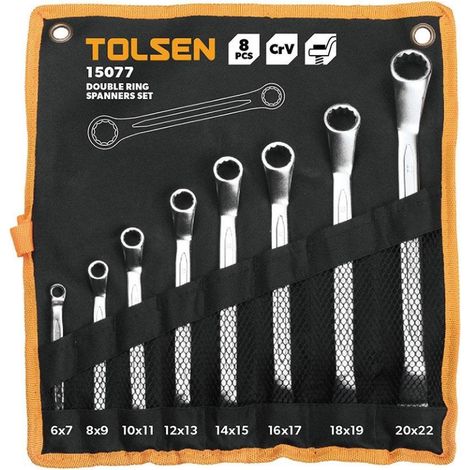 SET 8PZ CHIAVI POLIGONALI DOPPIA CURVA 6-22MM TOLSEN