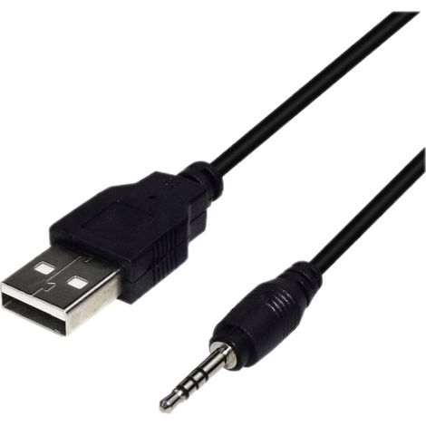 Cable USB, cargador auxiliar, USB-A a conector de 3,5 mm, 100 cm.