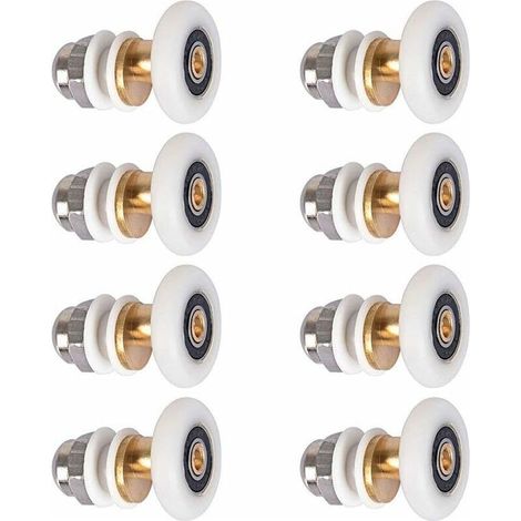 Roulette Porte Douche,Roulettes de Porte Coulissante Cabine de Douche Porte Poulies Roue de Rechange pour Rouleau avec Diamètre de Roues 27mm,8 Pièces (1/5)