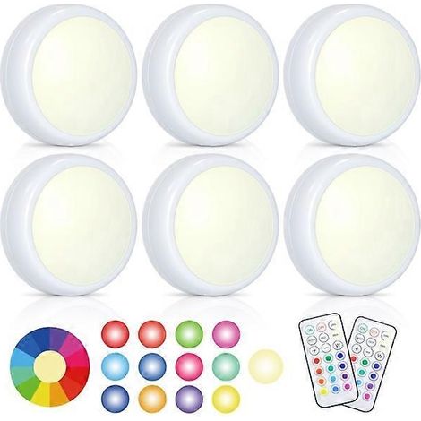 Projecteur LED, lot de 6 avec 2 télécommandes, design RGB, plusieurs options de couleur, lumière blanche (1/5)