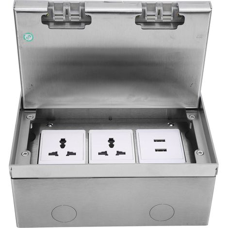 Boîte de sol encastrable 16A 4000W 2 prises 2 ports USB finition marbre pour bureau école (1/5)