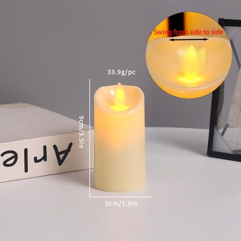 Bougie d'extérieur étanche avec lumière LED, sans fil et sûre, 5 x 9 cm, LED clignotante, fonctionne avec minuterie et piles, en plastique (1/4)