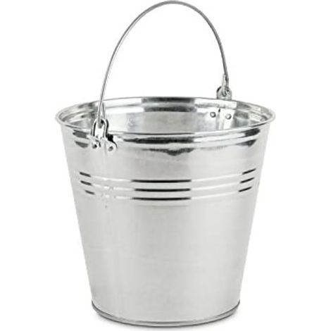 Seau en zinc, seau galvanisé, seau en métal, seau en fer-blanc, seau à eau, seau décoratif, 7 litres (1/4)