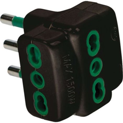 ADATTATORE TRIPLO 16A-16A GARANTI - NERO 2P+T - 10 pezzi