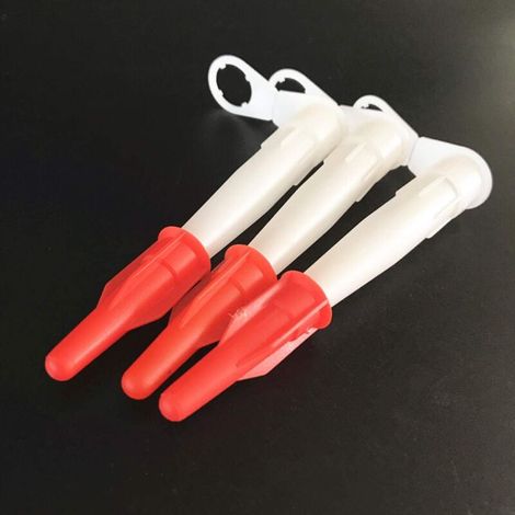15 Pièces Ensemble de Bouchons de Buses de Calfeutrage, Comprend 15 Paquets de Buses de Calfeutrage Blanches et 15 Paquets de Capsules de Calfeutrage Rouges Bouchons de Buse, Plastique (1/4)