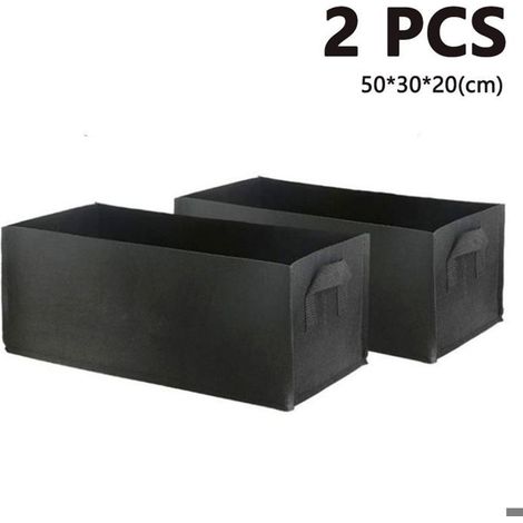 Set aus 2 Vlies-Pflanzsäcken mit Griffen für Kartoffeln, Tomaten und Erdbeeren, Farbe schwarz.