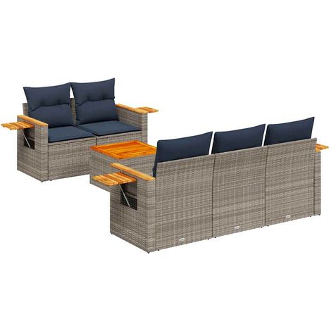 Maison Exclusive - 6-tlg. Garten-Sofagarnitur mit Kissen Grau Pol