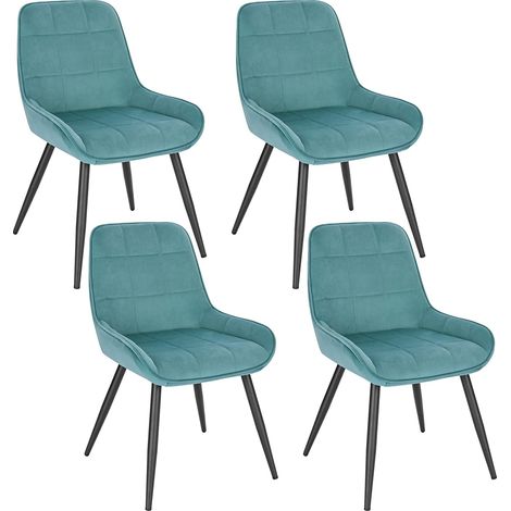 Woltu – Lot de 4 chaises de salle à manger ergonomiques en velours vert turc – Dossier haut – Pieds métalliques antirouille – Capacité 120 kg – BH331TS4