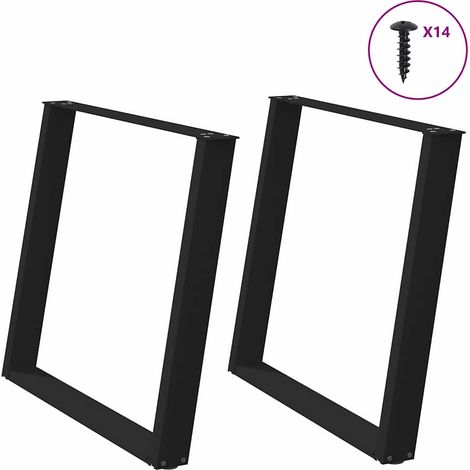 Esstischbeine U-Form 2 Stk. Schwarz 90x(72-73) cm Stahl