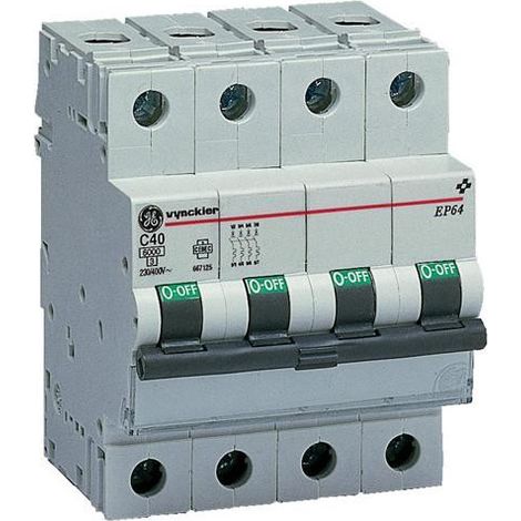 Interruptor Magnetotérmico 4P 40A curva B 6KA General Electric 672193 EAN 541365672193 (1/2)