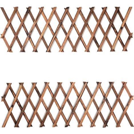 2PCS Treillis Extensible en Bois à Suspendre pour plantes grimpantes - Décoration murale pour terrasse et jardin (1/4)
