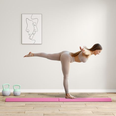 Poutre d'équilibre de 2,4 m, pliable, base antidérapante, à partir de 3 ans, jusqu'à 80 kg, rouge vif (1/5)