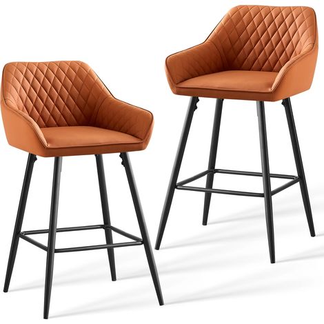 JYMTOM Lot de 2 tabourets de bar, siège de chaise, tissu patte de chat orange, pieds en métal, tabouret. Chaise de salle à manger tige pieds en métal - orange (1/5)