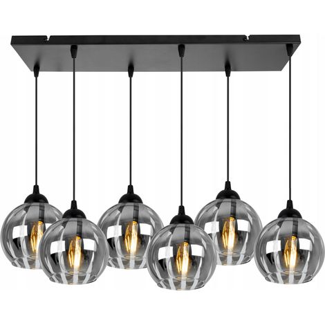ELEGANTE LAMPADA A SOSPENSIONE CROMATA, PARALUME A SFERA DI VETRO (1/5)