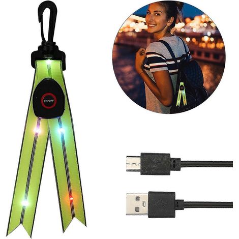 Lumière LED clignotante multicolore, réflecteurs rechargeables par USB, lampe de sécurité compatible avec les sacs d'école (1/5)