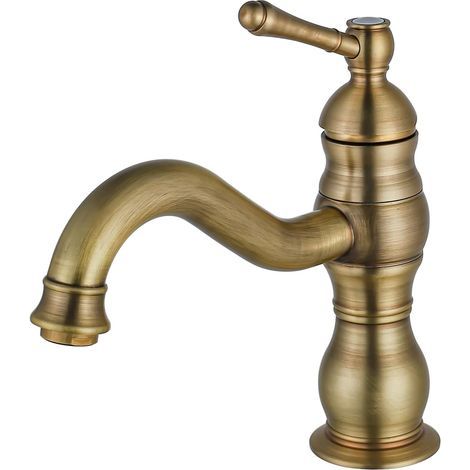Grifo metálico para lavabo de baño, grifo mezclador de lavabo con manija cruzada G1/2, grifo solo de agua fría con filtro, grifo mezclador pequeño para fregadero de cocina, bañera ahorradora de agua (1/5)