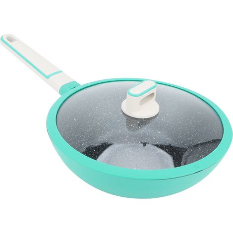 Poêle à frire en alliage d'aluminium antiadhésif pour steak, accessoire de cuisine, 28 cm, verte (1/5)