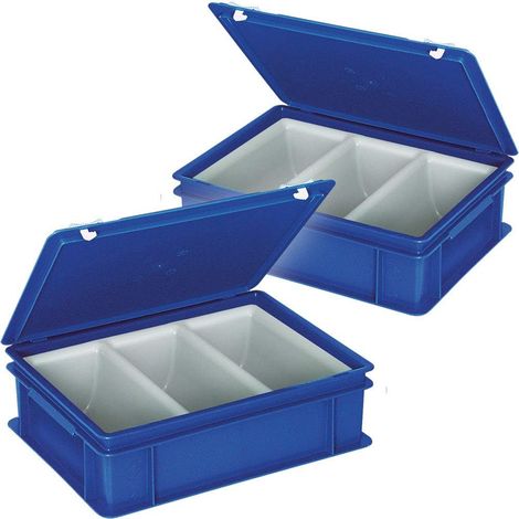 BRB Coffret de couverts 2 x Euro avec empiècement de 3 cavités Bleu H 400 x 300 x 130 mm (1/2)