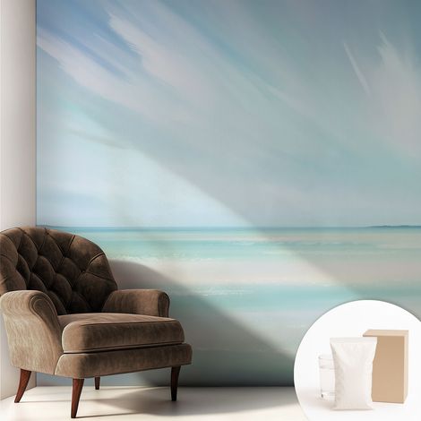 Tapete Vliestapete mit Kleber - abwaschbar - Tapete mit Motiv - trendige Wanddeko - elegant Fototapete Ruhiges Meer 250x250 cm (1/5)